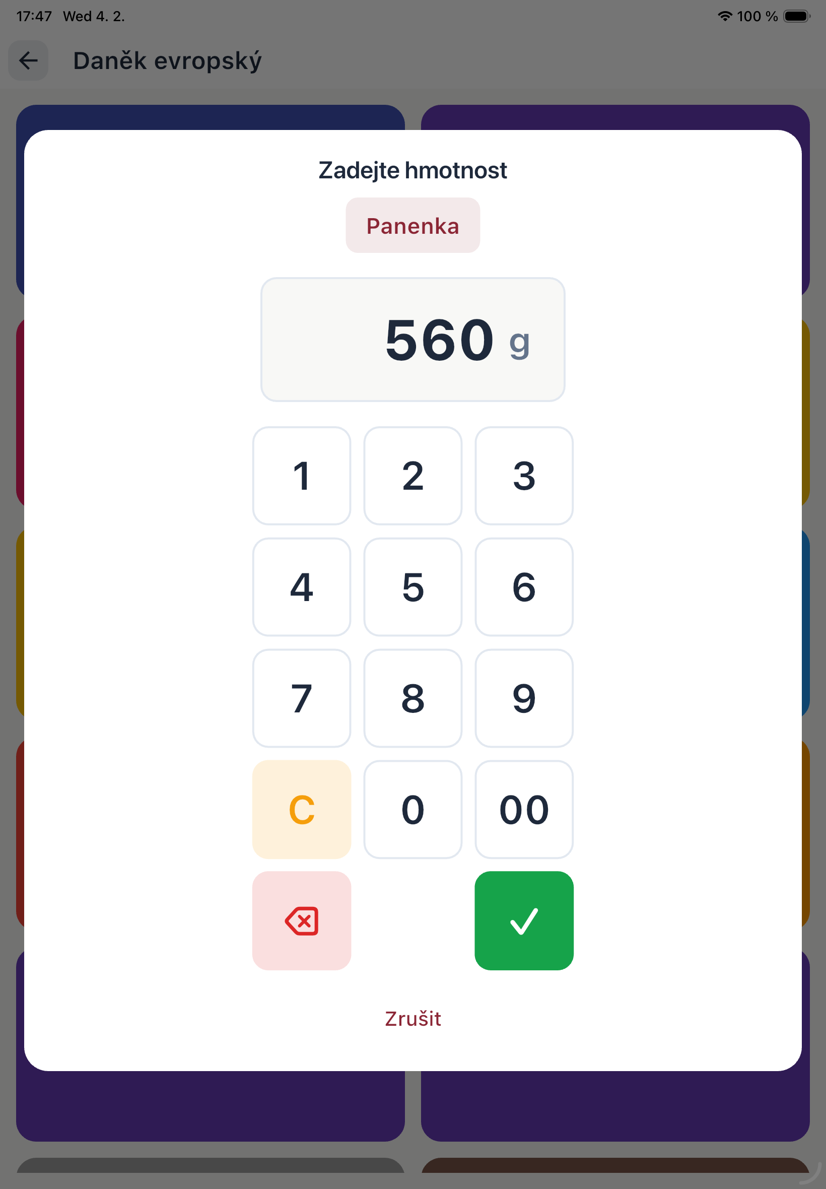 Štítkovač — zadání hmotnosti